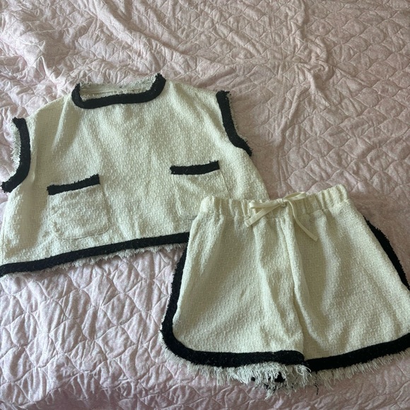 these three Pants - These Three: Black and White Tweed Knit Set